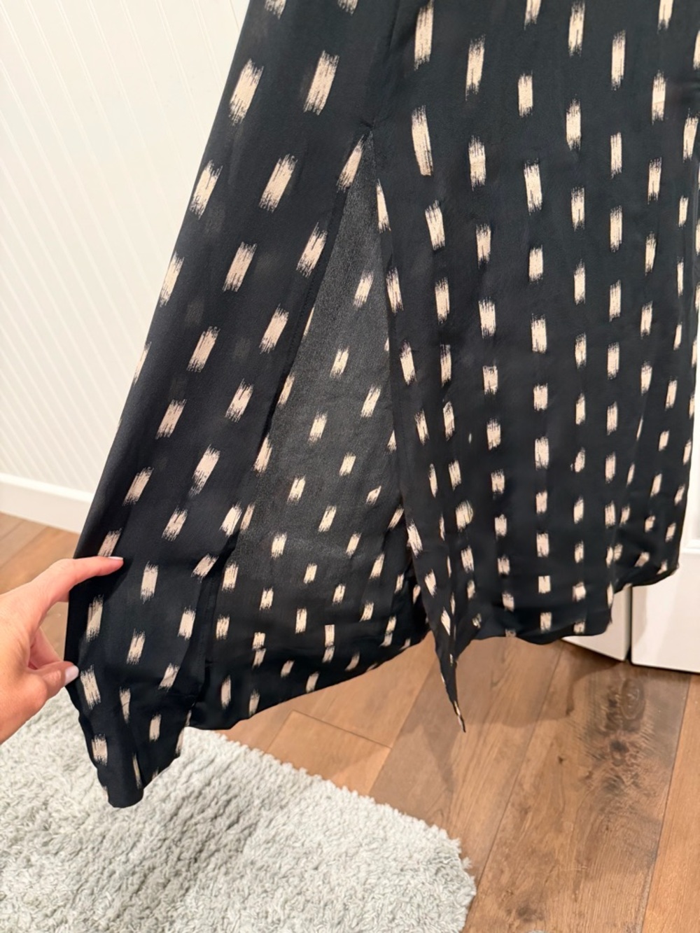 Madewell Women’s Ikat  Brushed Silk Maxi Dress Black/Cream SZ: 10 - Picture 8 of 11